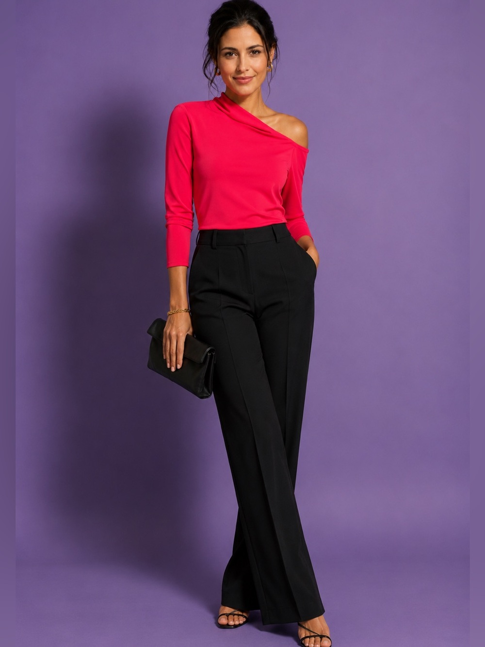 Calvin Klein One Shoulder Vivid Pink Top Apparel